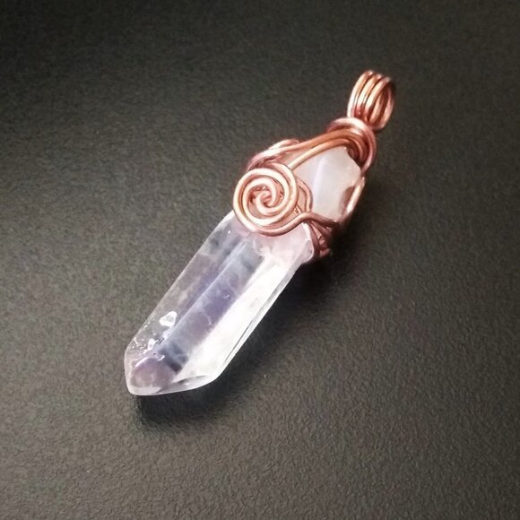 Clear Angel Aura Quartz Pendant1! Handmade! Wire Wrapped! Unique! Memory + Focus - Picture 1 of 10